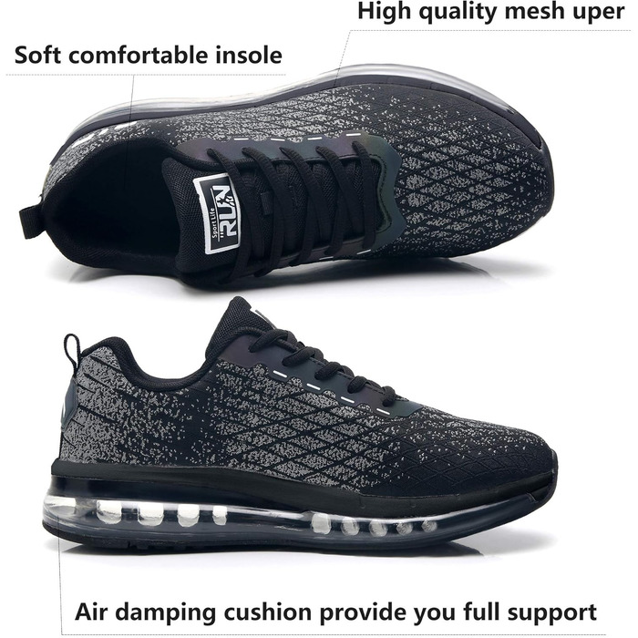 Кросівки для бігу Azooken: чоловічі та жіночі, для занять спортом, джогінгу, тенісу, бігу по вулицях, активного відпочинку, фітнесу, трейлраннінгу. Розміри 36-47. Кольори: білий, синій, чорний.