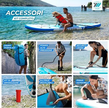 Надувний SUP (Stand Up Paddle) Premium від YM: технологія '3D Drop Stitch HD' + 'STL-Fusion', італійська якість, комплект з кільцями, шнуром та аксесуарами, різні кольори (білий/сірий), розмір 10'6' (320x82x15 см)