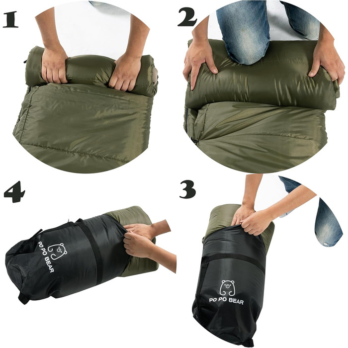 Сплячий мішок PO PO BEAR Zero Degree для дорослих, 100% бавовняний фланель, великий, 84' x 40', ліва блискавка (84' x 40' права блискавка, зелений)