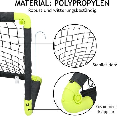 Складані футбольні ворота Dunlop для дітей, 2 шт, 50x44x44 см, чорні/жовті, для саду та кімнати, тренувальні аксесуари