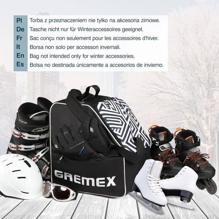 Чохол для лижних черевиків з відділенням для шолома - Водонепроникний рюкзак для лижних черевиків та шолома. Міцний, з титановими швами. Зручний для транспортування, подорожей та захисту спорядження (Чорний)