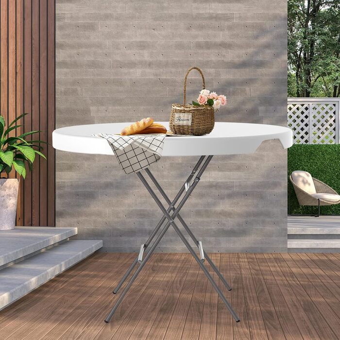 Складний квадратний стіл HollyHOME 87 см: для кемпінгу, саду, балкону, кухні, BBQ, вечірок. Сірий