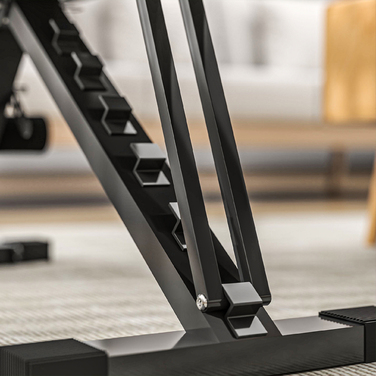 Спортивна лава SPORTNOW з регульованим нахилом спинки, 6 положень, 4 положення сидіння, металева, з м'яким покриттям, чорного кольору