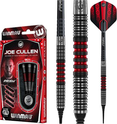 Дартс WINMAU Joe Cullen 18 г вольфрамові з м'яким наконечником, комплект з перами Prism та стержнями