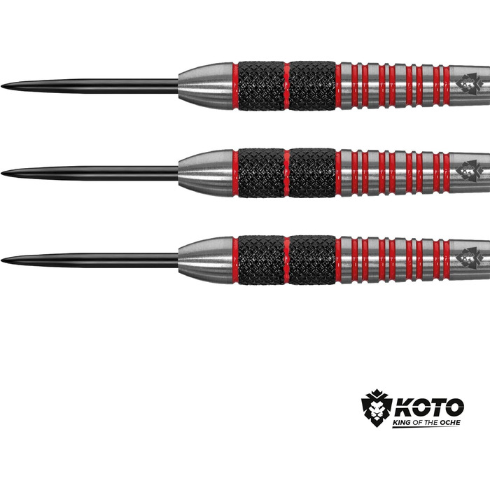 Професійний набір дротиків KOTO Kingbomb 30 г, чорний і червоний, 3 стальні дротики, набори KOTO Flights та Shafts, чохол, міцний рифлений грип