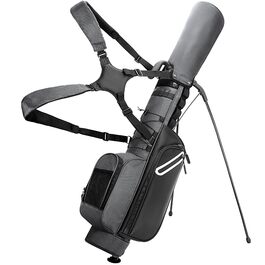Сумка для гольф-клубів на 7 місць, компактна, для поля та тренувального майданчика, легка, з ергономічним двошаровим ременем (Сіра)