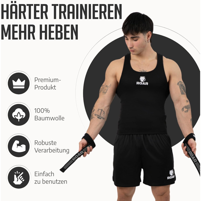 Roar® гучномовні ремені для силових тренувань, бодібілдингу, фітнесу - ремені для підйому штанги - для жінок та чоловіків сірого кольору