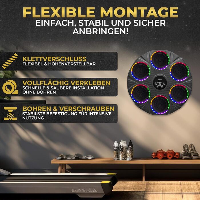 DerALEX Боксерський тренажер з музикою та LED-дисплеєм - електронний бокс для реакції, фітнесу та координації. Боксерський тренажер для дому та фітнес-клубу