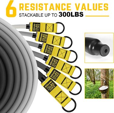 Гумові еластичні стрічки для фітнесу 300lbs з ручками, набором для занять вдома, з анкером для дверей та ремінцями на щиколотки - обладнання для силових тренувань для чоловіків та жінок
