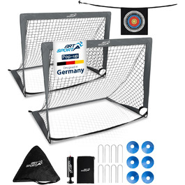 ArtSport Ворота для футболу Pop-up Goal Master - 2 шт. з аксесуарами - складані та готові до гри - 2 ворота для гри в приміщенні та на вулиці - дитячий футбол, ворота (Сірий)