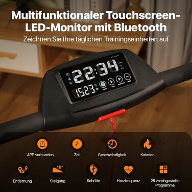 Бігова доріжка Mobvoi Home 3HP з нахилом 15%, Bluetooth, LED-дисплей, 25 програм, для дому, фітнесу та тренувань, легка збірка