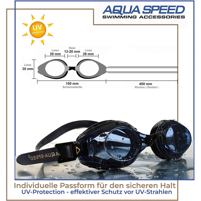 Плавальні окуляри Aqua Speed Lumina з діоптріями для дорослих, короткозорість, чорні, тоновані лінзи, індивідуальний вибір діоптрій для кожного ока