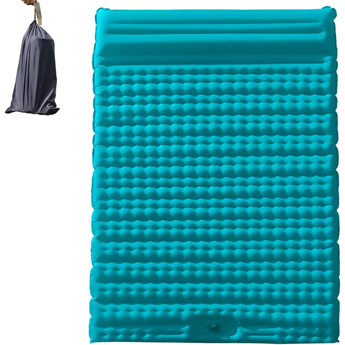 Надувна туристична матрац Isomatte для кемпінгу, самонадувна, ультралегка, для 2 осіб, з насосом та подушкою, блакитна