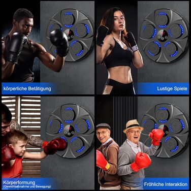 Музична боксерська машина на стіну, професійна модель з Bluetooth, 9 швидкостей та режимів, для дітей та дорослих, чорна
