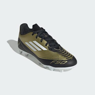 Бутси футбольні adidas F50 Club Messi, гнучка підошва, 42 EU, біло-золото-чорний колір