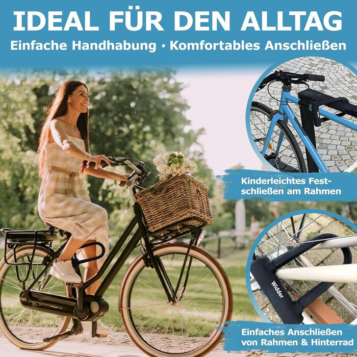 Надійне велозамк WIDDER: сталевий трігер 14 мм, висока безпека, 800 г, з кріпленням та 3 ключами, для електровелосипедів, скутерів та шосе