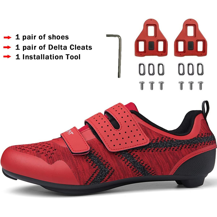 Велотуфлі ULTIANT для їзди в залі та на вулиці, сумісні з Peloton, Look SPD SL Delta, 39.5/40 EU, Rot 4