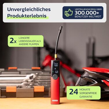 Електрична велосипедна помпа Woowind BP188 з акумулятором, 120-150 PSI, компресор для авто, мотоцикла та велосипеда, сумісна з усіма клапанами