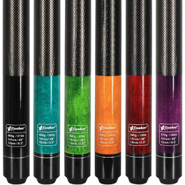 Набір київ для більярду CUEBAR 6 шт. (Lila, Rot, Grün, Blaugrün, Blau, Schwarz), кийки 45.7/50.8 см, 595.3 г, 3D-рукоятка, для чоловіків та жінок