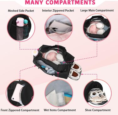 Спортивна сумка-дафл Kilofly для дівчаток: сумка для балету, танців та гімнастики, дорожня сумка на плече S1