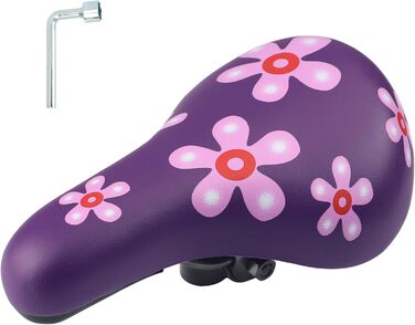 Дитячий велосипедний сидіння – м'яке та водонепроникне, з антиковзким покриттям для хлопчиків/дівчаток. Підходить для велосипедів 12, 14, 16, 18, 20 дюймів. Чорний/Червоний колір (Квіткова лілія)