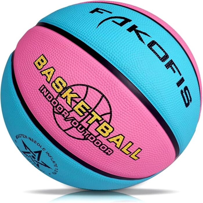 М'яч баскетбольний FAKOFIS, розмір 5/7, для гри в залі та на вулиці, тренування, підходить для дорослих та початківців, рожевий