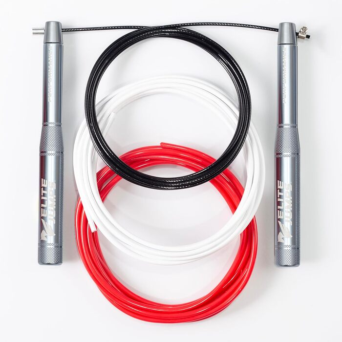 Стрибкове канат Elite Jumps для спортивних тренувань – високопродуктивне швидкісне канат для фітнесу – легкий та довговічний (срібний)