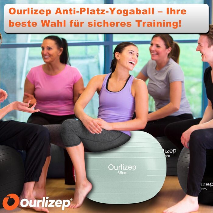 Гімнастичний м'яч для фітнесу, йоги та тренувань: 55-65 см, зелений. В комплекті насос.