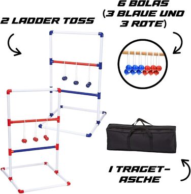 Ladder Toss – Настільна гра для дітей та дорослих, 2 драбини, 12 болас, чохол, вулична гра для компанії, із м’ячиками-гольф, OriginalCorner