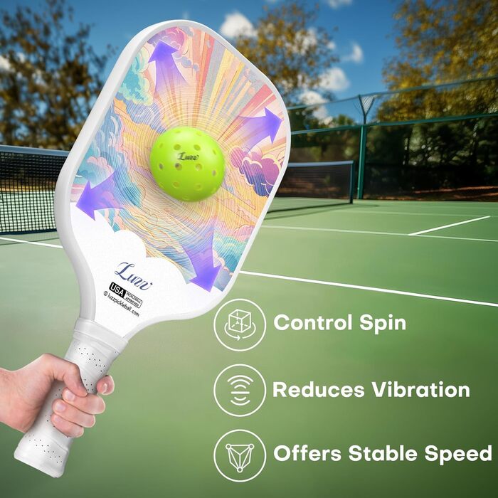 Пікбол ракетка LUZZ T700 з карбону, з шароподібною поверхнею та сотовим ядром - для початківців, з підвищеною обертальною силою та контролем