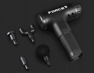Перкусійний масажер Renew Force, чорний, 120 Вт, 10 насадок, акумуляторний/мережевий