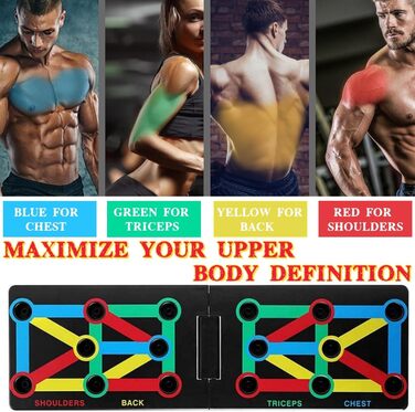 Багатофункціональна дошка для віджимань 12 в 1 з ручками, складаний тренажер для м'язів грудей, спини та плечей для дому, фітнес-набір для чоловіків та жінок