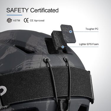 Шолом для лижного спорту та сноуборду Odoland з маскою, регульований, для чоловіків, жінок та підлітків, розмір L (60-61 см), колір: чорний