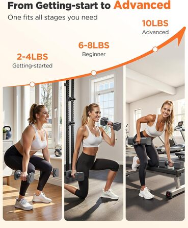 Набір гантелей Feierdun 2 шт. регульовані, 2/4/6/8/4.5 кг, для жінок, швидка зміна ваги, подвійний захист, для домашнього фітнесу, сірий A-Strength
