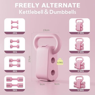 Набір змінених гантелей для жінок 1-5 кг, 2 шт. 4-в-1. Гантелі для дому, силових тренувань. Підходять для жінок та чоловіків.