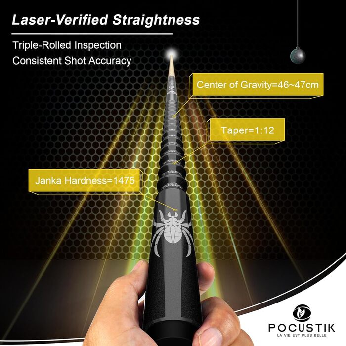 Набір для більярду Pocustik: 2 шт. кийки, канадський клен, 147.3 см, ергономічні, для дому, синій/фіолетовий або чорний/червоний