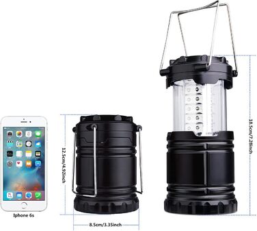 Кемпінгова лампа Diealles, 2 шт. 30 LED, водонепроникна, з гачком, для намету, походів, риболовлі, надзвичайних ситуацій, чорна