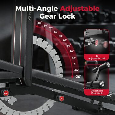 Відкидна тренажерна лава FLYBIRD з регулюванням, до 544 кг, для дому, з подовженою спинкою для жиму лежачи (L-544KG)