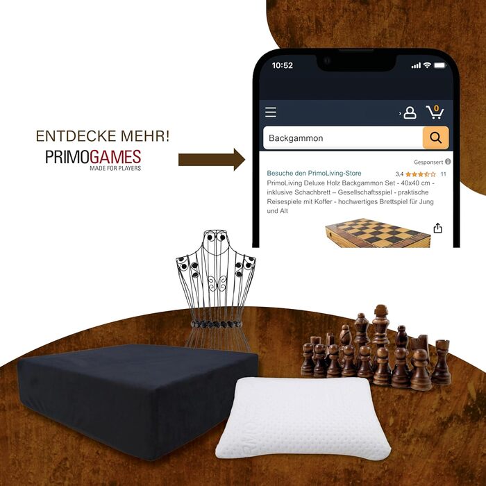 PrimoLiving Набір для настільних ігор: шахи та бейсбол (дерево) 40x40 см
