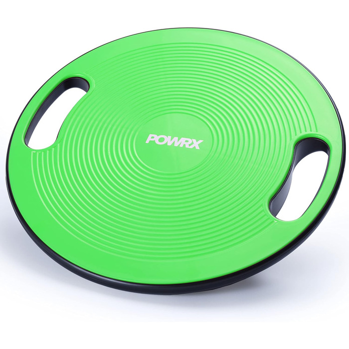 Wackelbrett POWRX для балансу та фітнесу (40 см) з ручками. Ідеально для фізіотерапії та пропріоцептивного тренування. Зелений колір.