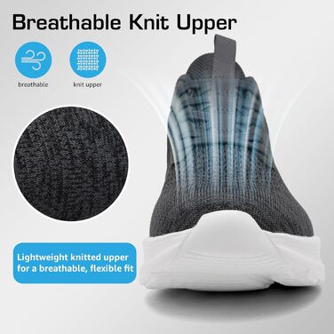 Сліпони чоловічі DimaiGlobal - спортивні кросівки без шнурівків, дихаючі, для занять спортом та відпочинку (43 EU, темно-сірий)