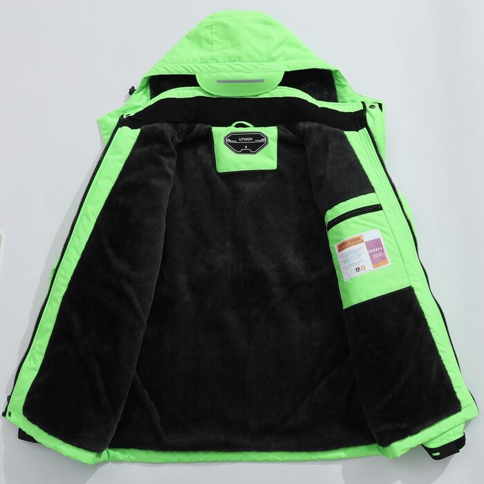 Чоловіча зимова куртка для сноуборду, тепла, водонепроникна, вітронепроникна, з капюшоном, яскраво-зелена