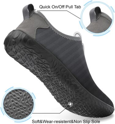 Водні шкарпетки Spesoul для жінок та чоловіків, дихаючі, швидковисихаючі, м'які, для піших прогулянок, плавання, пляжу, серфінгу, йоги, спорту (42/44 EU, Jb Blackgrey)