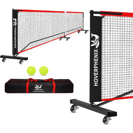М'яка сітка для піклболу, 6.7 м, для вулиці, з сумкою, регульована, міцна сталева рама, чорно-червона