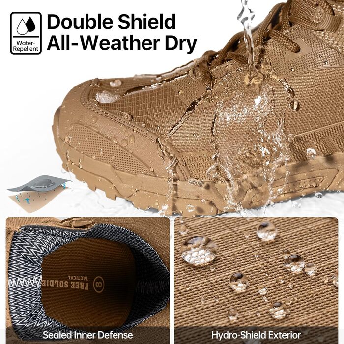 Чоловічі туристичні черевики FREE SOLDIER, водонепроникні, дихаючі, низькі (40 EU, вовчий колір)