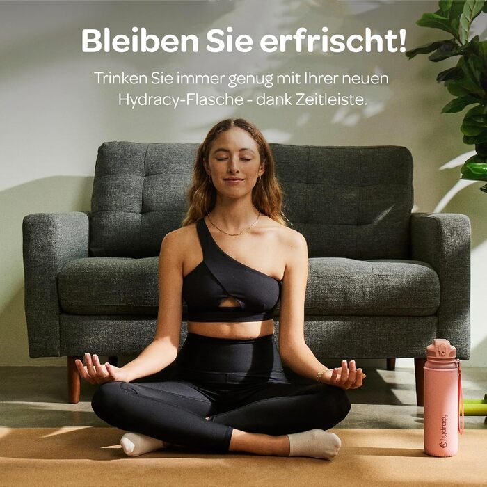 Пляшка для води Hydracy 1 л з фруктовим вставкою, BPA-free, з мітками часу, герметична спортивна пляшка без конденсату для спорту та активного відпочинку
