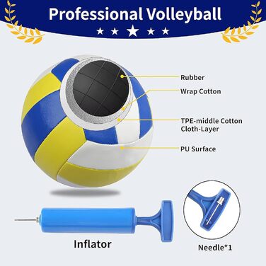 Набір для волейболу: мобільний волейбольний набір для саду, пляжу, газону. Регульована висота.