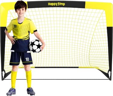 Ворота для футболу Happy Jump Pop-Up, різні розміри (3x2.2FT, 4x3FT, 5x3.6FT, 7x5FT), чорно-жовті для тренувань у саду