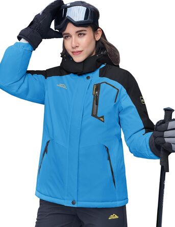 Зимова куртка MAGCOMEN для жінок: тепла флісова парка, кімоно, куртка для сноуборду, водонепроникна, вітрозахисна (M, Синій, Чорний)