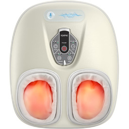 Масажер для ніг RENPHO з підігрівом, Shiatsu масажер для ніг при п'яткової фасції, подарунок на Різдво для жінок та чоловіків, бездротове керування, голосове керування (Новинка), Бежевий